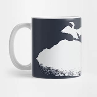 Minimalistic Basking Black Cormorant Silhouette Mug